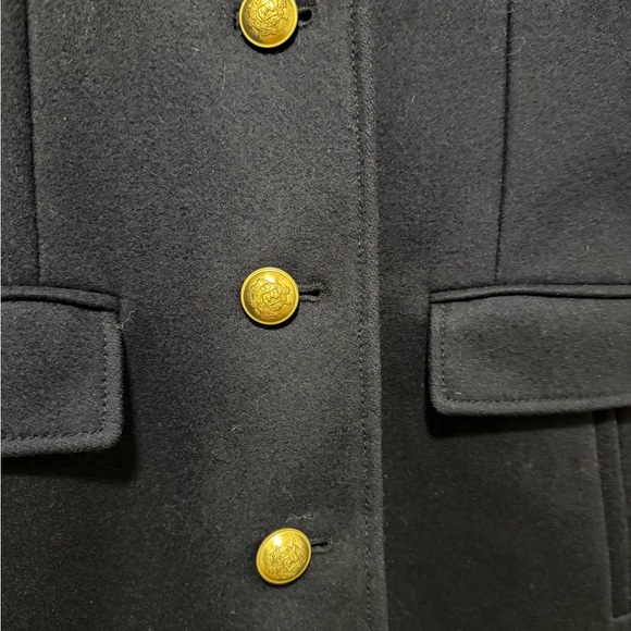 J. Crew Navy Wool Pea Coat with Black Faux Fur Collar Size 6 - Picture 2 of 10